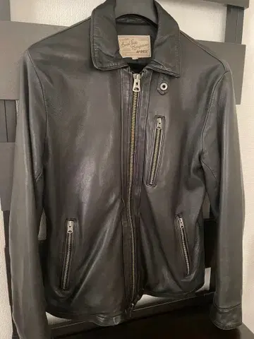 AVIREX 블랙 싱글 라이더 자켓 L 6161063 양가죽