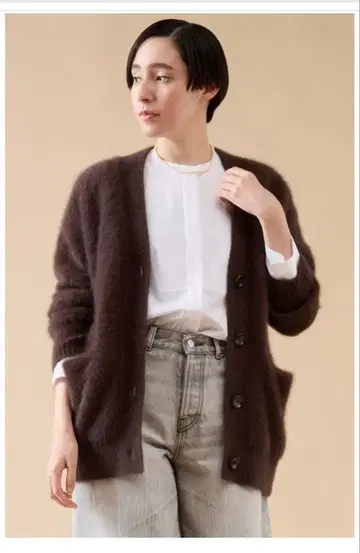 마르티니크 다크 브라운 모헤어 가디건