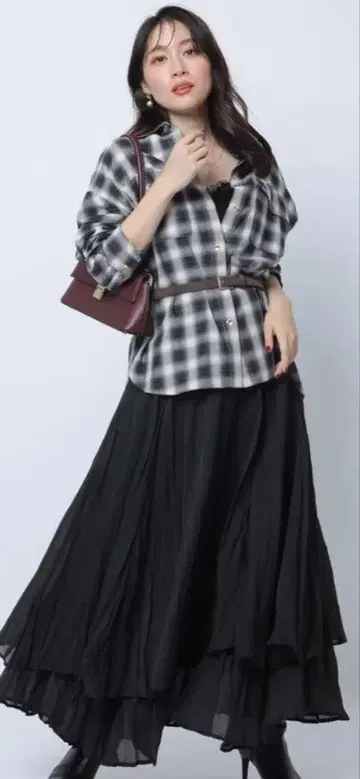 아푸와이저 리셰 와셔 플리츠 레이어드 스커트