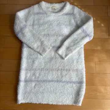 젤라피케 복슬복슬 원피스 보더 화이트