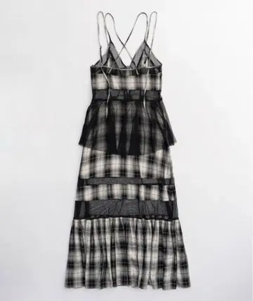 [새상품급] 체크 패턴 튤 원피스 드레스