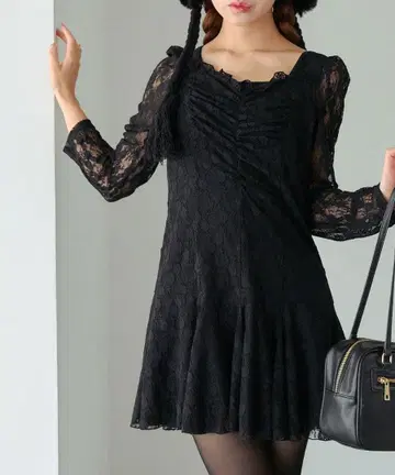 OLIVEdesOLIVE 올리브 가슴 개더 레이스 미니 원피스