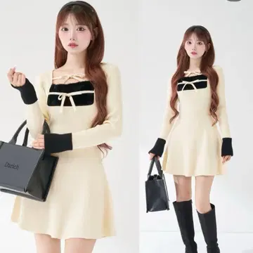 다리치 리본 포함 원피스