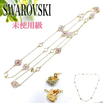 [ 레어/미사용급 ] 스와로브스키 롱 목걸이 크리스탈 골드 꽃