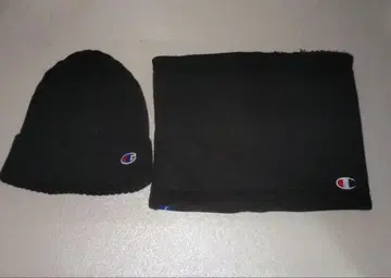 Champion 블랙 니트 모자 넥워머 세트