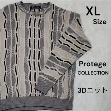 USA 프로테이지 컬렉션 3D 니트 올 패턴 세로 보더 디자인 스웨터