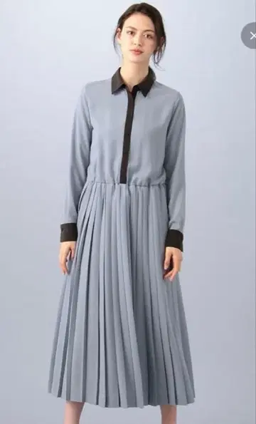 베이지 2019 GWEEK 원피스 플리츠 맥시 긴팔 빅 사이즈 4