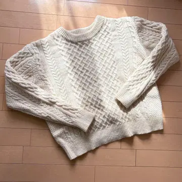 유나이티드 애로우즈 화이트 케이블 짜임 니트