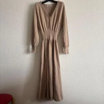 SNIDEL 베이지 니트 롱 원피스