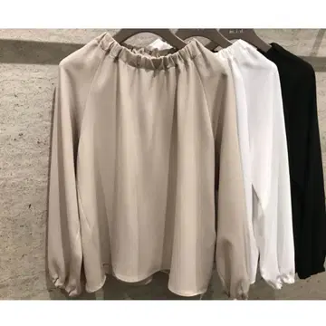 엠프리미어 개더넥 래글런 슬리브 블라우스