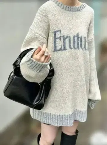 카스타네 kastane 멜란지 로고 니트