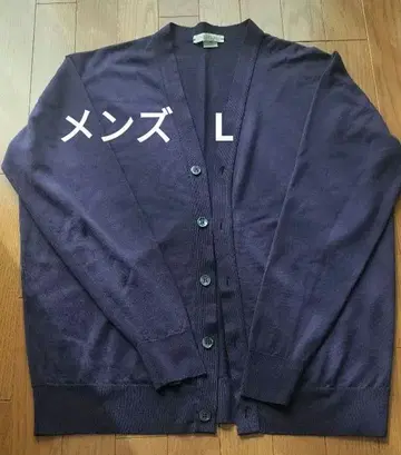 남성용 존스메들리 울 V넥 가디건 L 보라색
