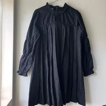 DeuxAmour 블랙 긴팔 무릎 기장 원피스