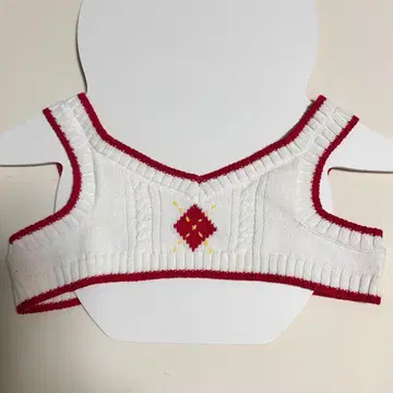 라보 니트 베스트 아가일 무늬 레드