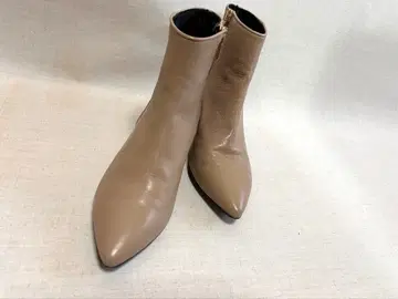스페인산 천연 가죽 하프 부츠 베이지 23cm