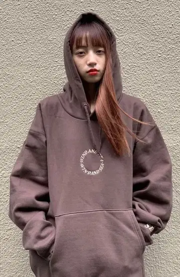 Wind&sea 서클 로고 후드티 브라운