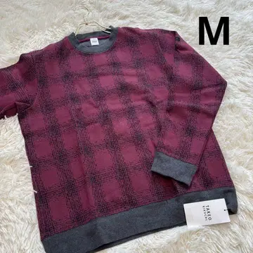 착용감 발군 다케오 키쿠치 풀오버 체크 무늬 보르도 계열 M