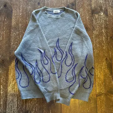 HAIGHT 그레이 불꽃 패턴 니트 L