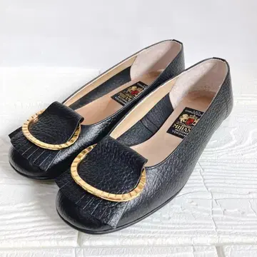 미사용급 미하마 [25cm] 커터 슈즈 펌프스 골드링 블랙