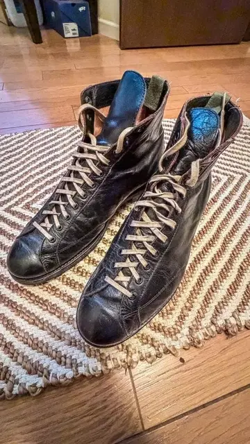 BROTHER BRIDGE 블랙 가죽 하이컷 워크 부츠