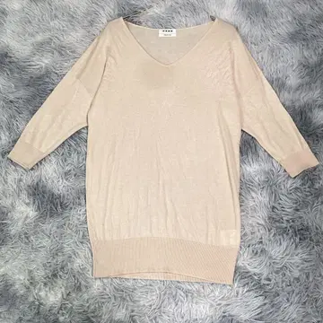 PLST [ 2 ] 5부 소매 니트 스웨터 베이지 여성용 얇은 소재