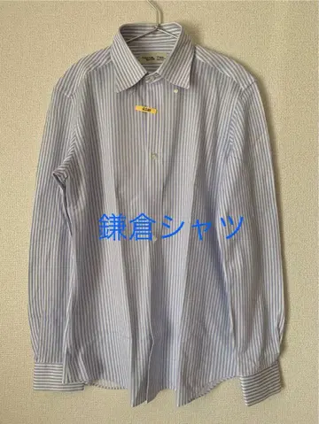 [ 가마쿠라 셔츠 ] Pique 긴팔 버튼 다운 연보라 화이트 스트라이프