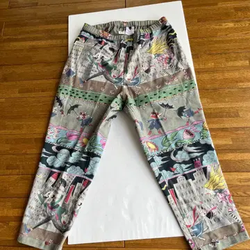 코믹풍 프린트 캐주얼 팬츠 L 사이즈