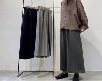 휴일과 시 선데이 와이드 팬츠 진한 그레이 글렌체크