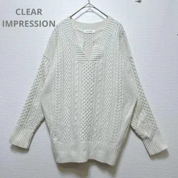 [ 클리어 임프레션 ] 니트 스웨터 케이블 니트 화이트 캐주얼