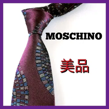 새상품급 모스키노 넥타이 실크 퍼플 보라색 내로우 타이