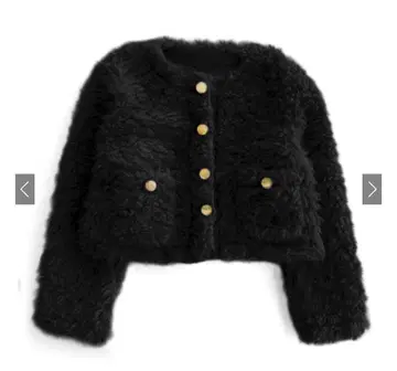 GRL 골드 버튼 시어링 퍼 자켓 [on326] 블랙