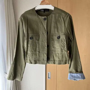 ZARA 올리브 그린 노카라 자켓 M