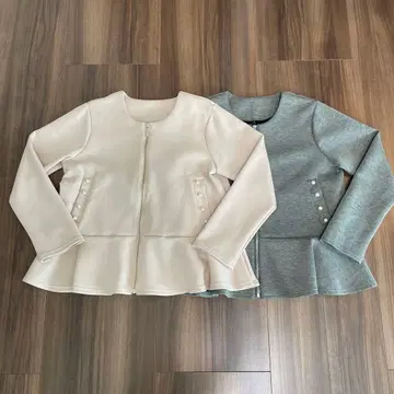 [ 새상품급 ] INCEDE의 펄 장식 페플럼 자켓 ( 2벌 세트 )