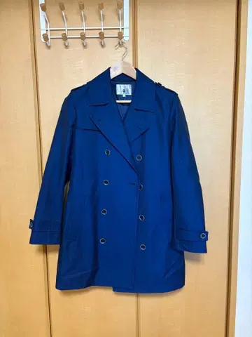 다케오 키쿠치 네이비 더블 브레스트 트렌치코트