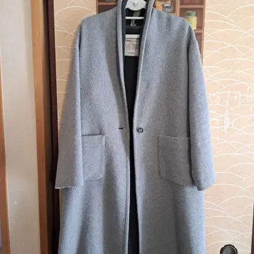 그레이 플리스 롱 코트