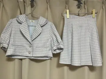 [ 즉시 구매 ] evelyn 깅엄 체크 반팔 셋업