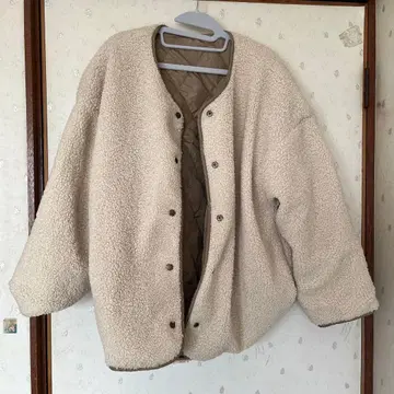 아이보리 베이지 리버서블 플리스 자켓