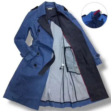 TOMMY HILFIGER 데님 트렌치코트 XS 더블 벨트 포함
