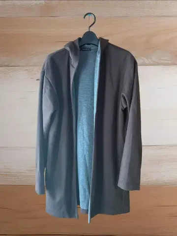 그레이 후드 부착 가디건