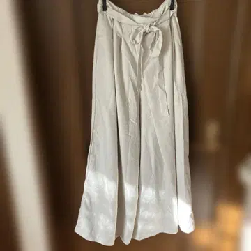 와모노야카야 화이트 와이드 팬츠 허리밴딩