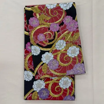 후쿠로 오비 블랙 베이스 레드 골드