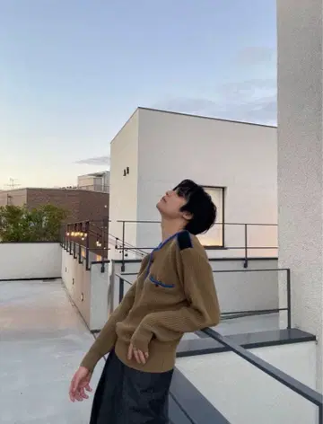 PIERRE CARDIN 브라운 리브 스웨터