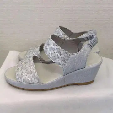 D'ICI 실버 뜨개질 웨지힐 샌들