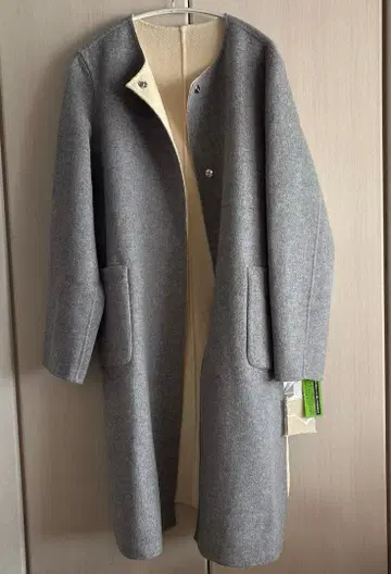 [ 택 포함 미사용 새상품 ] 리버서블 노카라 롱 코트 L