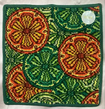 [ 새상품 ] 페이러 손수건 오렌지 테두리 그린