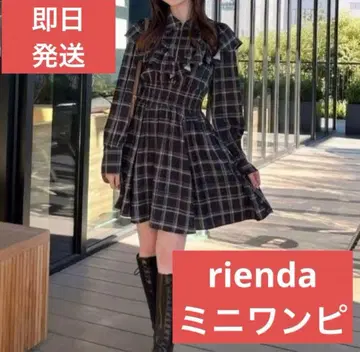 rienda 프론트 지퍼 체크 셔츠 원피스 s 사이즈