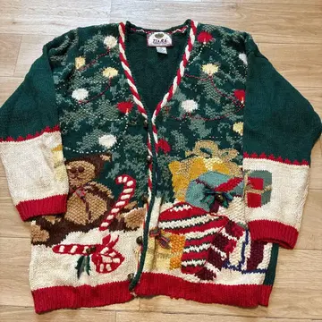 정말 귀여운 니트 가디건 애니멀 곰 테디베어 베어 홀리데이 니트