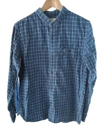 OMNIGOD 파랑과 화이트 체크 긴팔 셔츠 사이즈 2