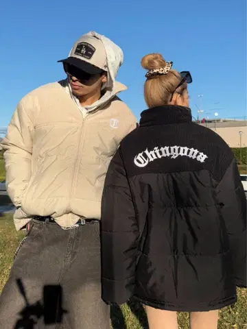 TMW 코듀로이 백 로고 다운 자켓