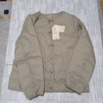미사용 무인양품 노카라 다운 자켓 XL 페일 브라운